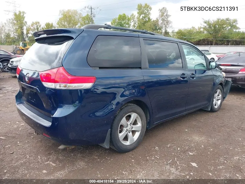 5TBKK3DC6CS211391 2012 Toyota Sienna Le V6 8 Passenger