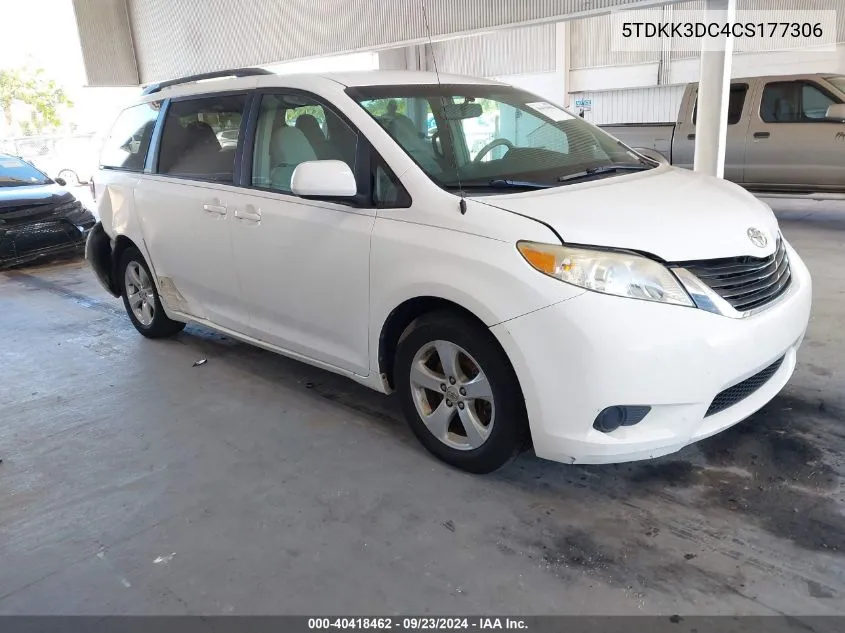 2012 Toyota Sienna Le V6 8 Passenger VIN: 5TDKK3DC4CS177306 Lot: 40418462