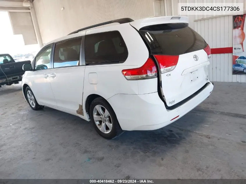 2012 Toyota Sienna Le V6 8 Passenger VIN: 5TDKK3DC4CS177306 Lot: 40418462