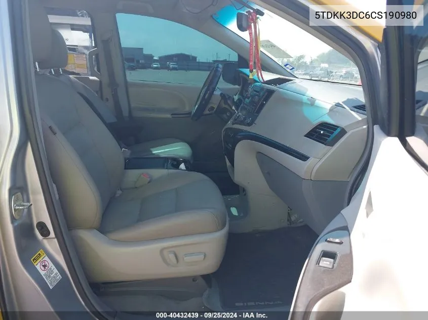 5TDKK3DC6CS190980 2012 Toyota Sienna Le V6 8 Passenger