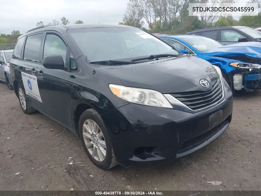 2012 Toyota Sienna Le 7 Passenger VIN: 5TDJK3DC5CS045599 Lot: 40439778