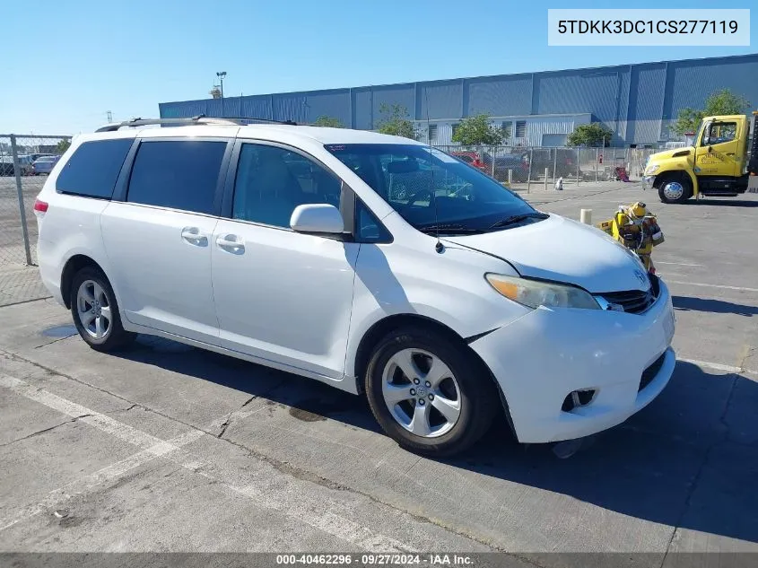 5TDKK3DC1CS277119 2012 Toyota Sienna Le V6 8 Passenger