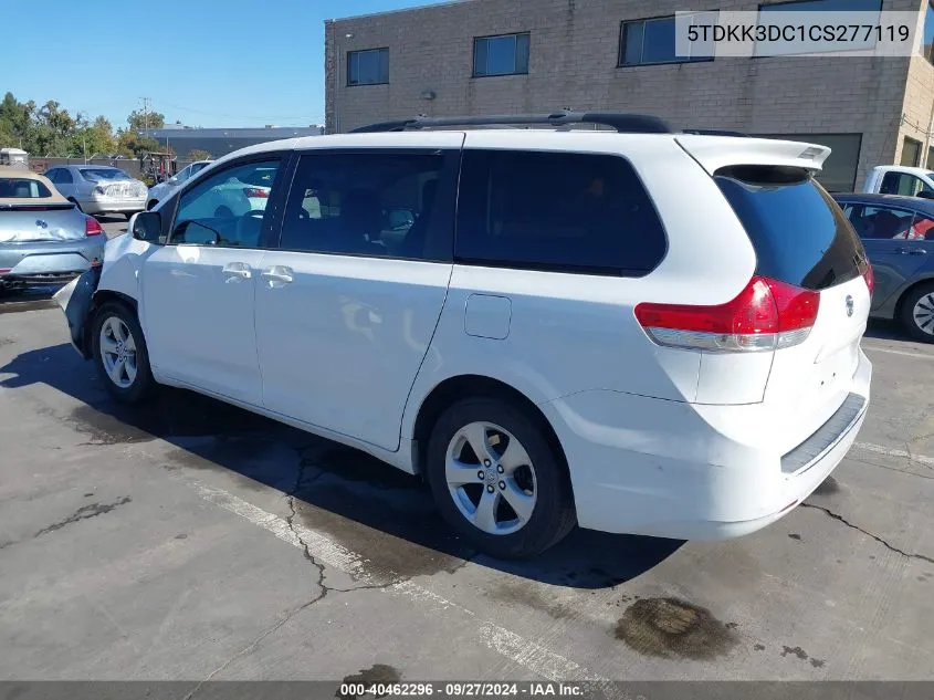 2012 Toyota Sienna Le V6 8 Passenger VIN: 5TDKK3DC1CS277119 Lot: 40462296