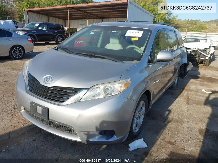 5TDKK3DC6CS242737 2012 Toyota Sienna Le V6 8 Passenger