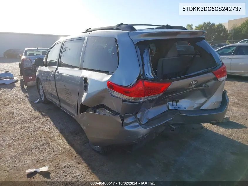 5TDKK3DC6CS242737 2012 Toyota Sienna Le V6 8 Passenger