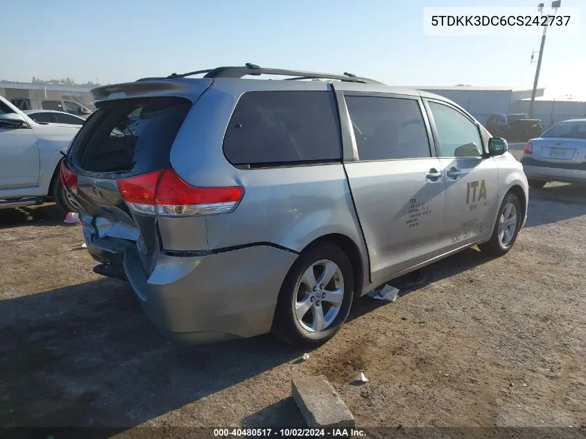 5TDKK3DC6CS242737 2012 Toyota Sienna Le V6 8 Passenger