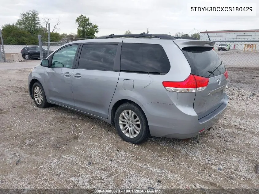 2012 Toyota Sienna Xle V6 8 Passenger VIN: 5TDYK3DCXCS180429 Lot: 40485873