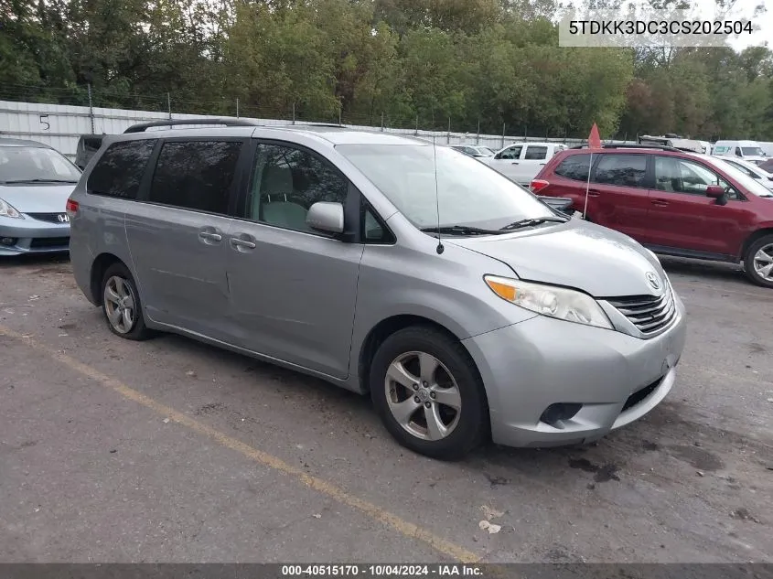 2012 Toyota Sienna Le V6 8 Passenger VIN: 5TDKK3DC3CS202504 Lot: 40515170