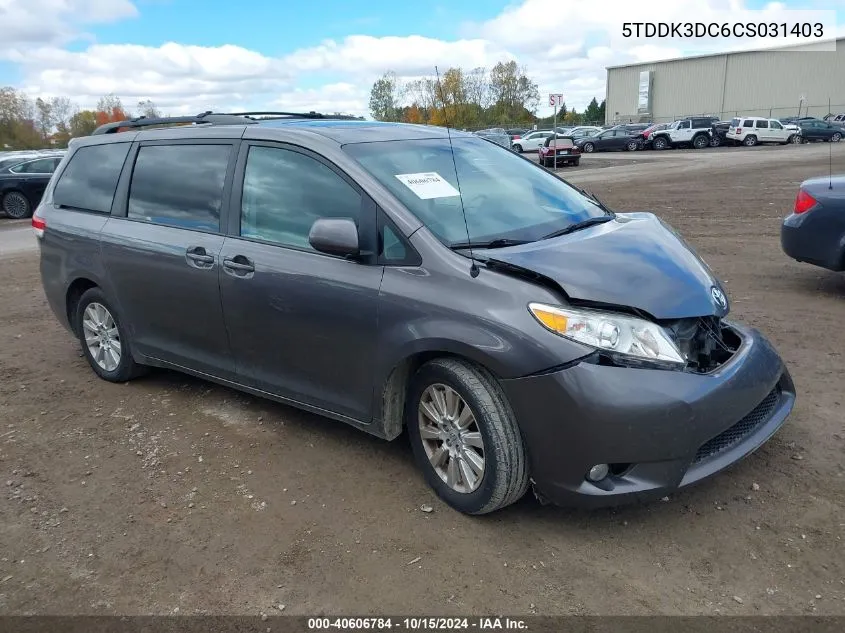 2012 Toyota Sienna Xle 7 Passenger VIN: 5TDDK3DC6CS031403 Lot: 40606784