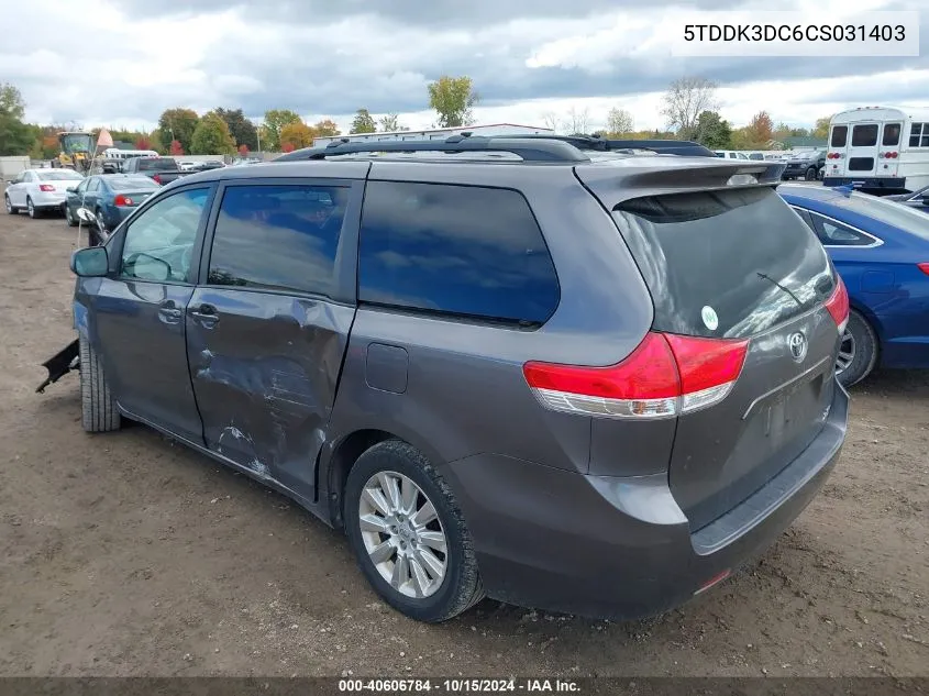 2012 Toyota Sienna Xle 7 Passenger VIN: 5TDDK3DC6CS031403 Lot: 40606784