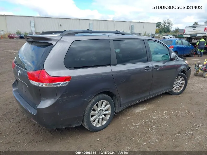 2012 Toyota Sienna Xle 7 Passenger VIN: 5TDDK3DC6CS031403 Lot: 40606784