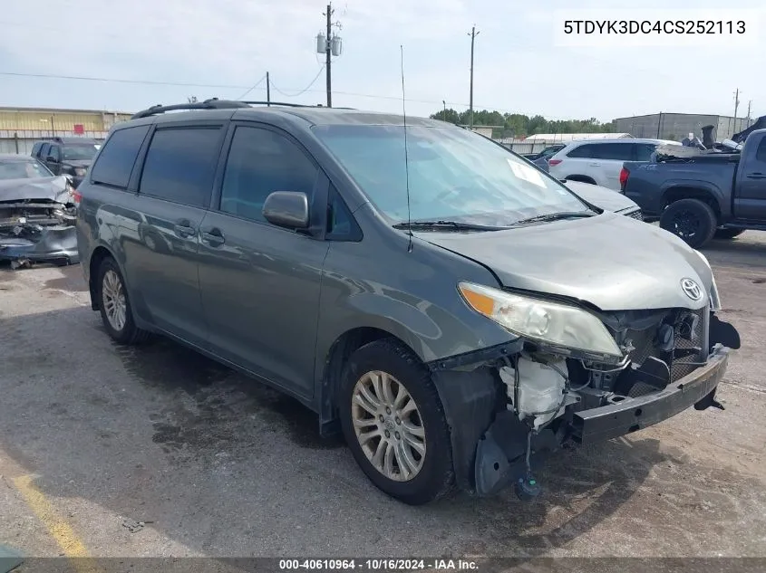 5TDYK3DC4CS252113 2012 Toyota Sienna Xle V6 8 Passenger