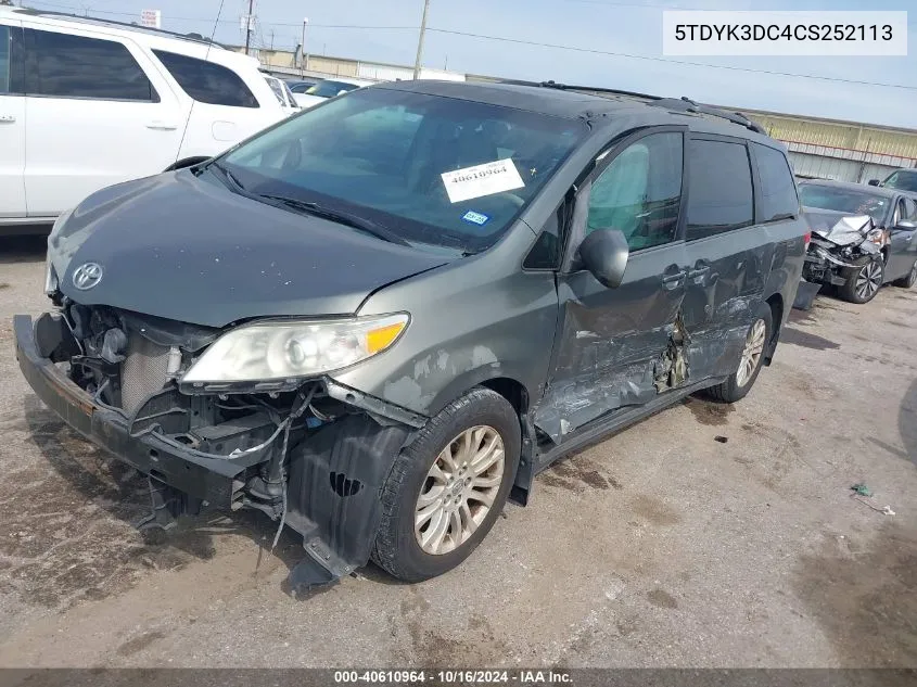 5TDYK3DC4CS252113 2012 Toyota Sienna Xle V6 8 Passenger