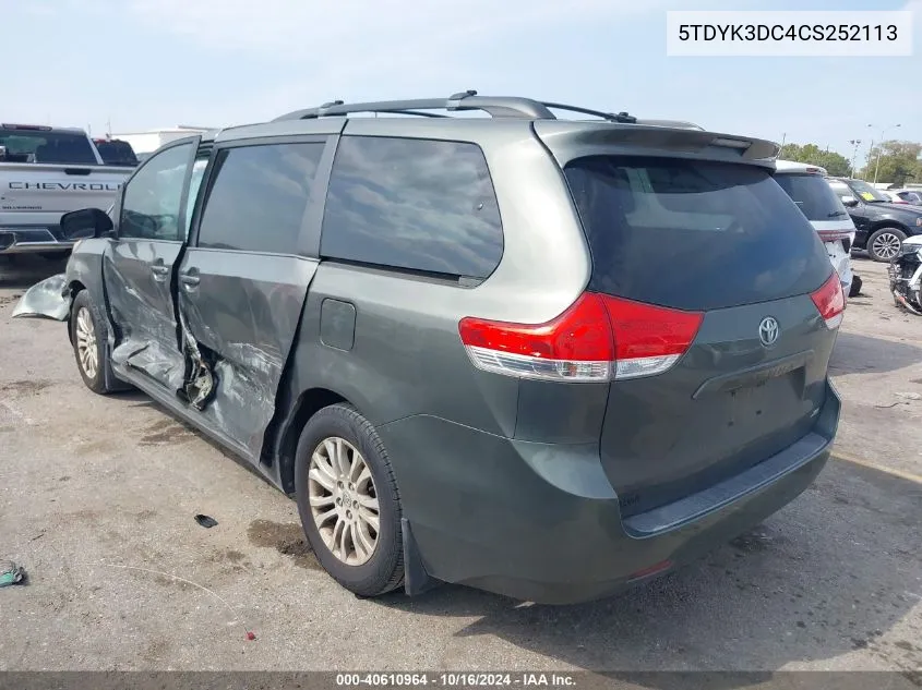 5TDYK3DC4CS252113 2012 Toyota Sienna Xle V6 8 Passenger