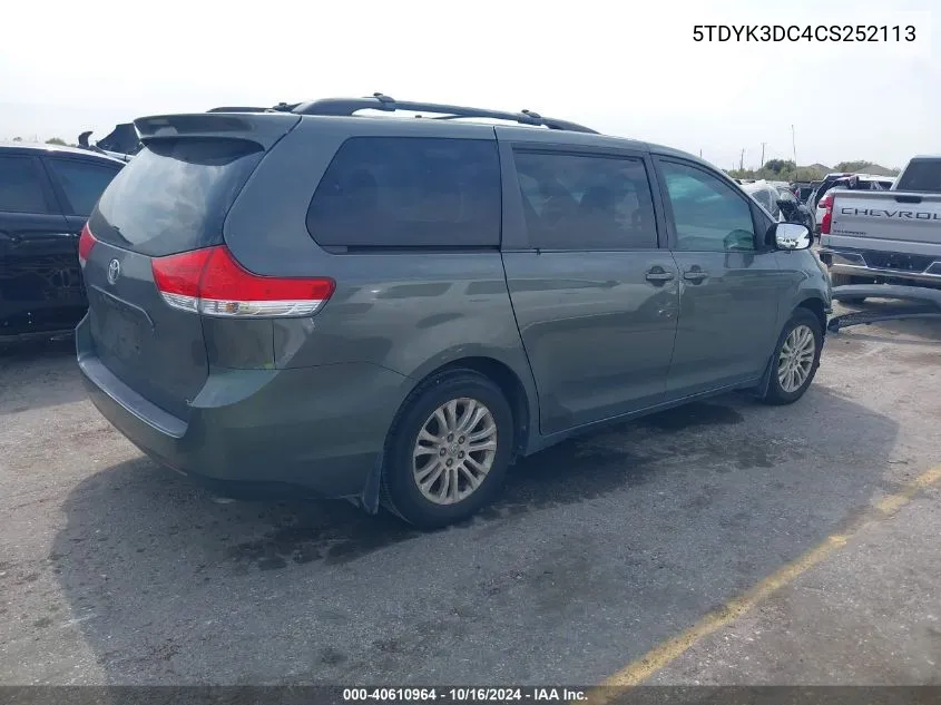 5TDYK3DC4CS252113 2012 Toyota Sienna Xle V6 8 Passenger