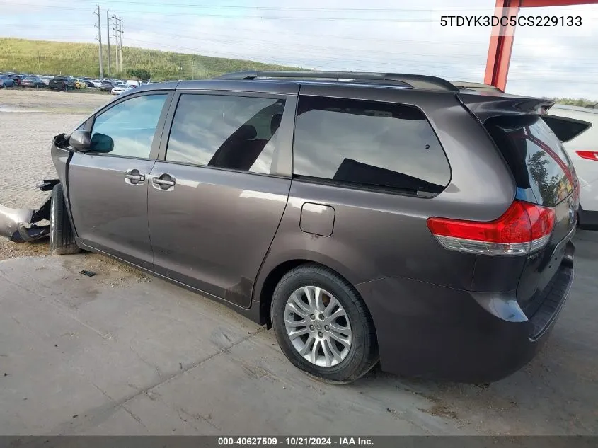 2012 Toyota Sienna Xle V6 8 Passenger VIN: 5TDYK3DC5CS229133 Lot: 40627509