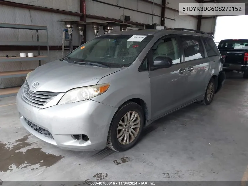 2012 Toyota Sienna Xle/Limited VIN: 5TDYK3DC6CS279152 Lot: 40703816