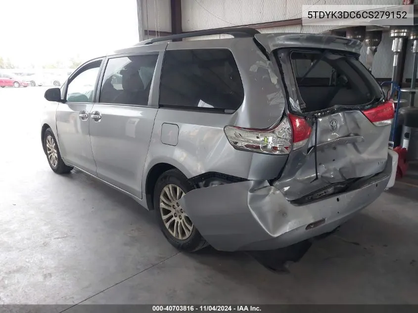 5TDYK3DC6CS279152 2012 Toyota Sienna Xle/Limited