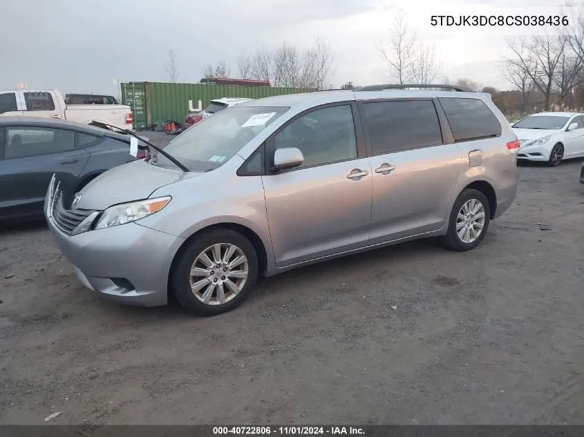 5TDJK3DC8CS038436 2012 Toyota Sienna Le 7 Passenger