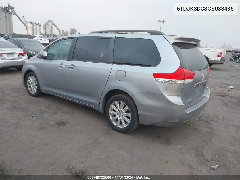 5TDJK3DC8CS038436 2012 Toyota Sienna Le 7 Passenger