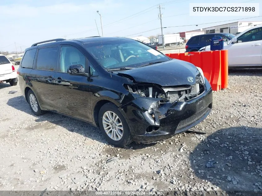 2012 Toyota Sienna Xle V6 8 Passenger VIN: 5TDYK3DC7CS271898 Lot: 40723108