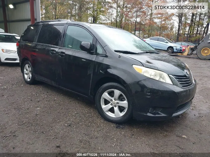 2012 Toyota Sienna Le V6 8 Passenger VIN: 5TDKK3DC0CS228414 Lot: 40770226