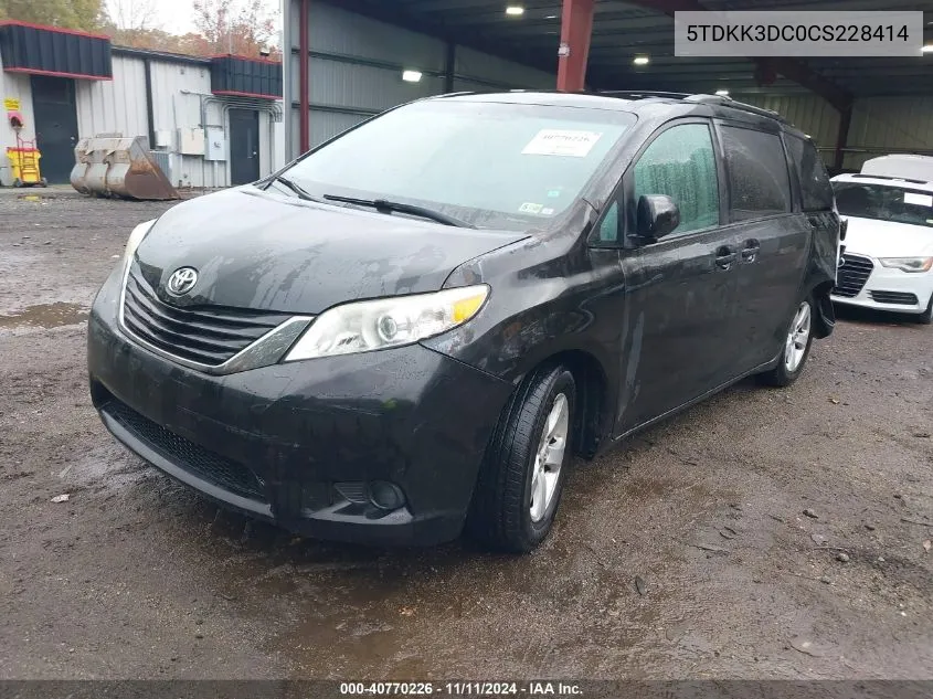 2012 Toyota Sienna Le V6 8 Passenger VIN: 5TDKK3DC0CS228414 Lot: 40770226