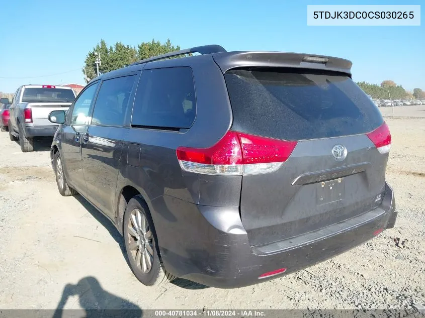 5TDJK3DC0CS030265 2012 Toyota Sienna Le 7 Passenger