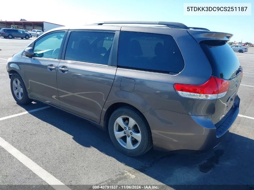 2012 Toyota Sienna Le V6 8 Passenger VIN: 5TDKK3DC9CS251187 Lot: 40791537