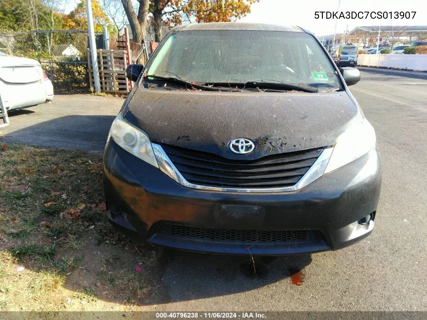 2012 Toyota Sienna Le 8 Passenger VIN: 5TDKA3DC7CS013907 Lot: 40796238