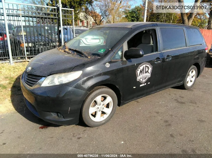 2012 Toyota Sienna Le 8 Passenger VIN: 5TDKA3DC7CS013907 Lot: 40796238