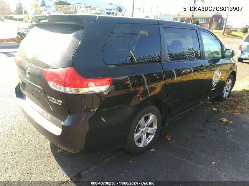 2012 Toyota Sienna Le 8 Passenger VIN: 5TDKA3DC7CS013907 Lot: 40796238