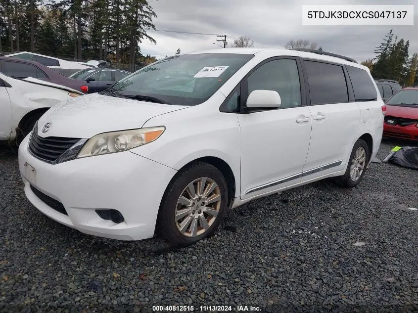 2012 Toyota Sienna Le 7 Passenger VIN: 5TDJK3DCXCS047137 Lot: 40812515