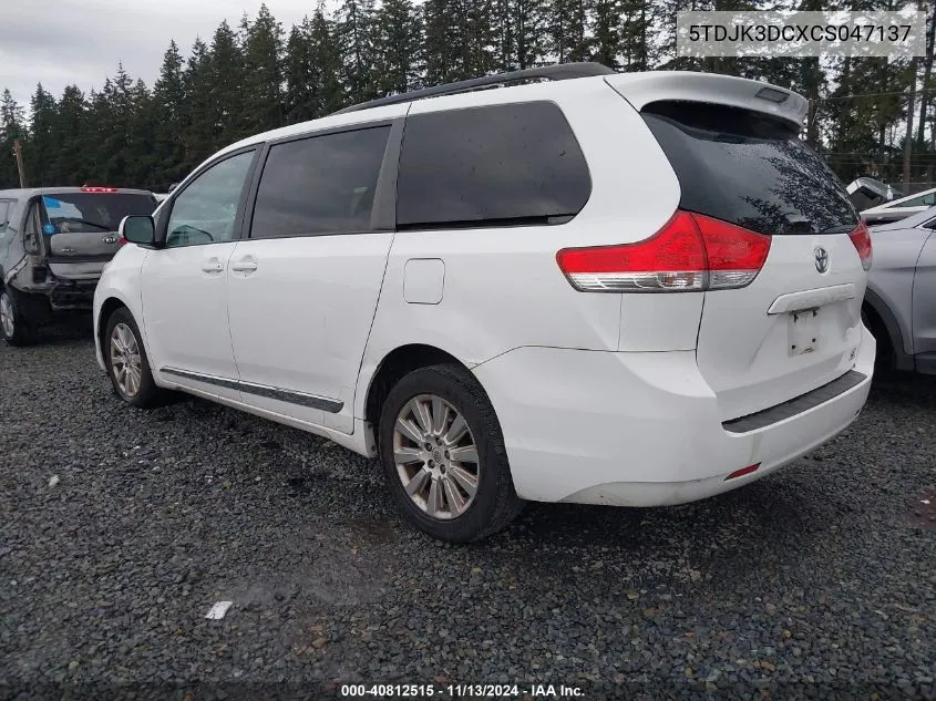 2012 Toyota Sienna Le 7 Passenger VIN: 5TDJK3DCXCS047137 Lot: 40812515