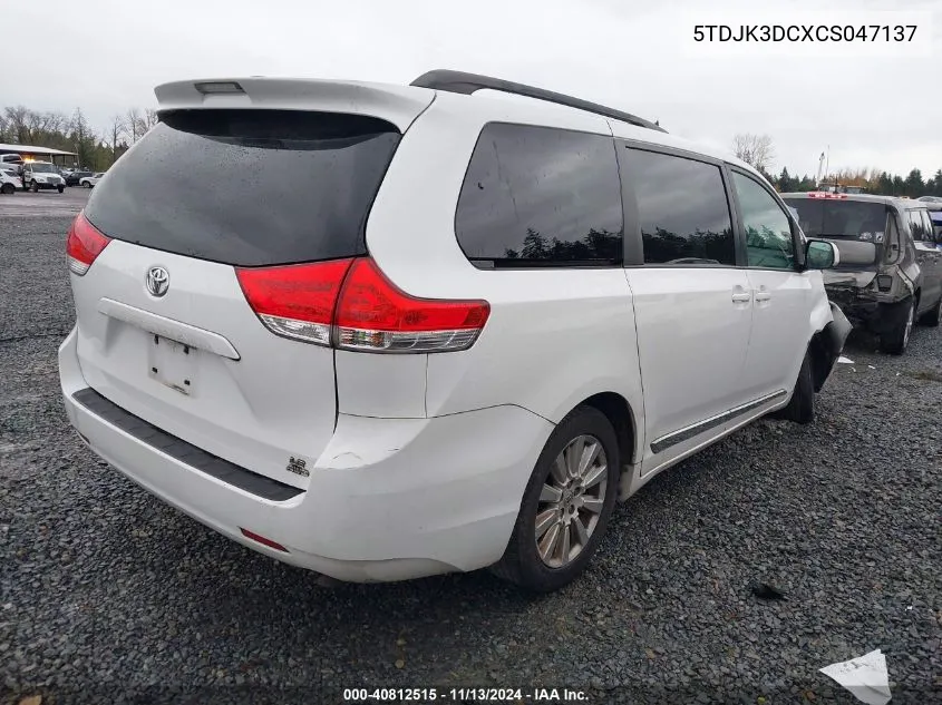 2012 Toyota Sienna Le 7 Passenger VIN: 5TDJK3DCXCS047137 Lot: 40812515