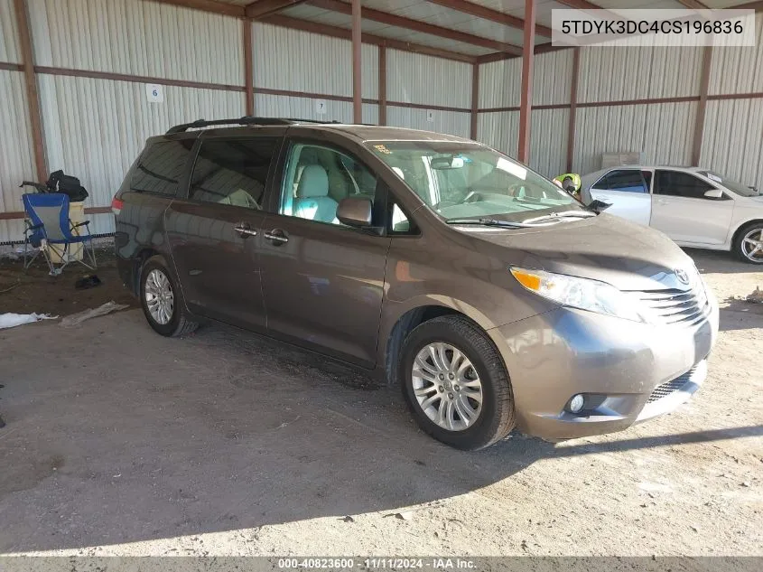 2012 Toyota Sienna Xle V6 8 Passenger VIN: 5TDYK3DC4CS196836 Lot: 40823600