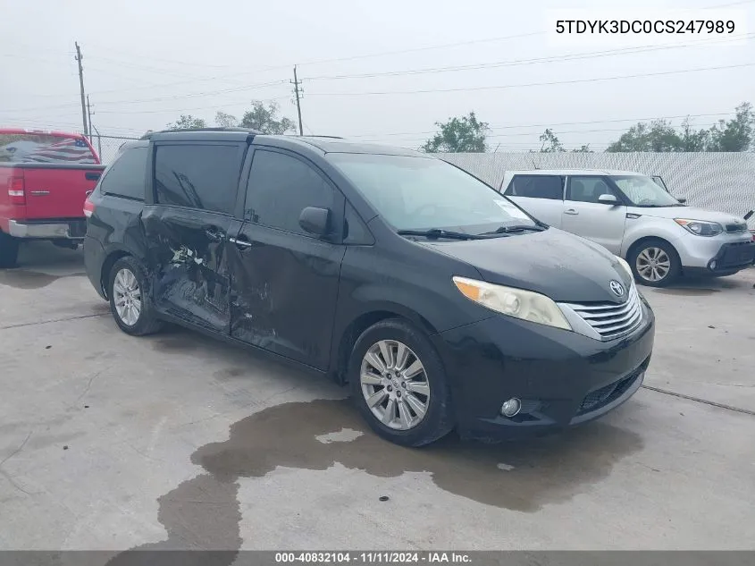 2012 Toyota Sienna Xle/Limited VIN: 5TDYK3DC0CS247989 Lot: 40832104