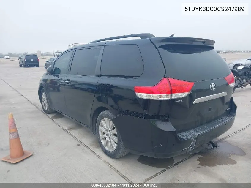 2012 Toyota Sienna Xle/Limited VIN: 5TDYK3DC0CS247989 Lot: 40832104