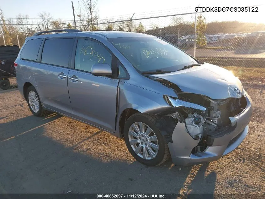 2012 Toyota Sienna Xle/Limited VIN: 5TDDK3DC7CS035122 Lot: 40852097