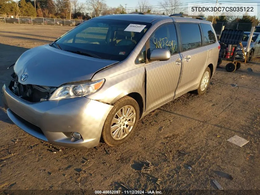 2012 Toyota Sienna Xle/Limited VIN: 5TDDK3DC7CS035122 Lot: 40852097