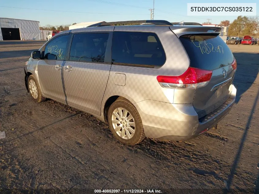 2012 Toyota Sienna Xle/Limited VIN: 5TDDK3DC7CS035122 Lot: 40852097