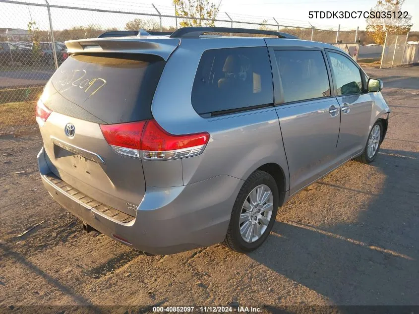 2012 Toyota Sienna Xle/Limited VIN: 5TDDK3DC7CS035122 Lot: 40852097