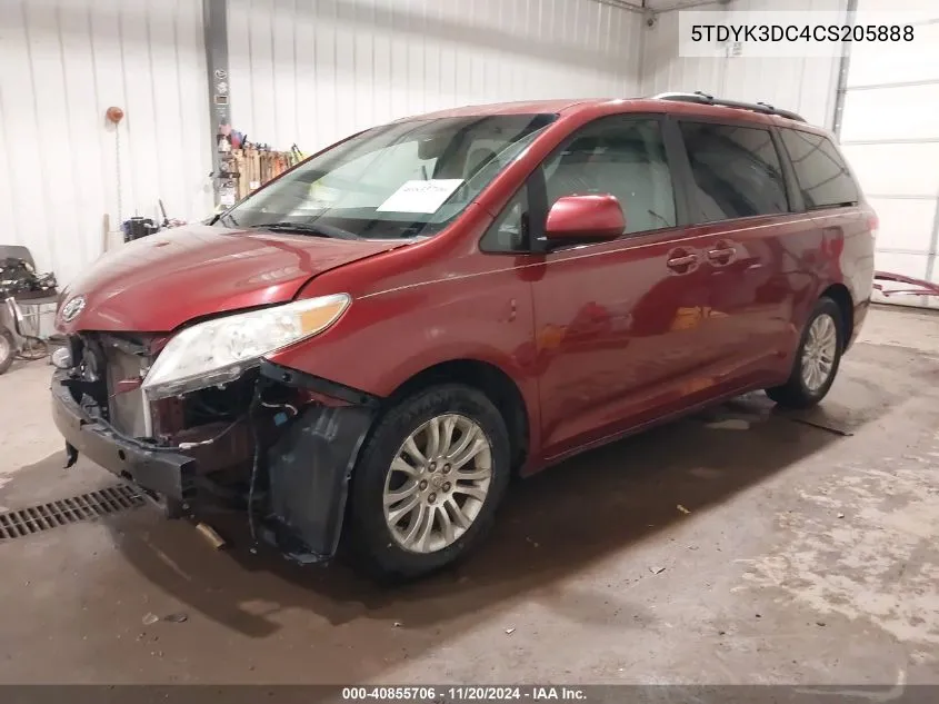 2012 Toyota Sienna Xle V6 8 Passenger VIN: 5TDYK3DC4CS205888 Lot: 40855706