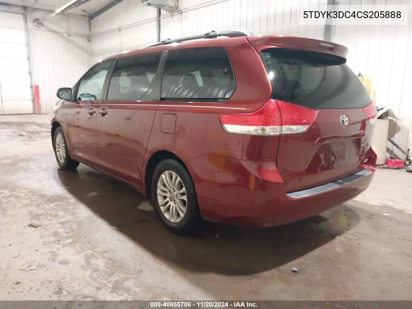 2012 Toyota Sienna Xle V6 8 Passenger VIN: 5TDYK3DC4CS205888 Lot: 40855706