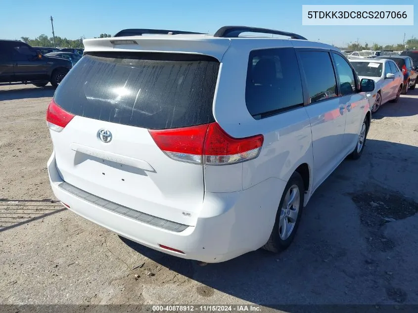 2012 Toyota Sienna Le V6 8 Passenger VIN: 5TDKK3DC8CS207066 Lot: 40878912