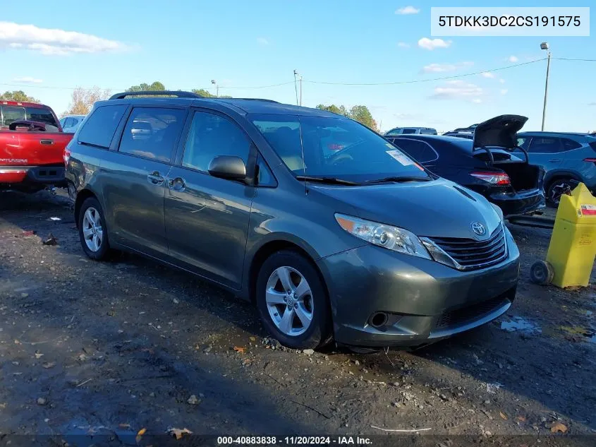 2012 Toyota Sienna Le V6 8 Passenger VIN: 5TDKK3DC2CS191575 Lot: 40883838