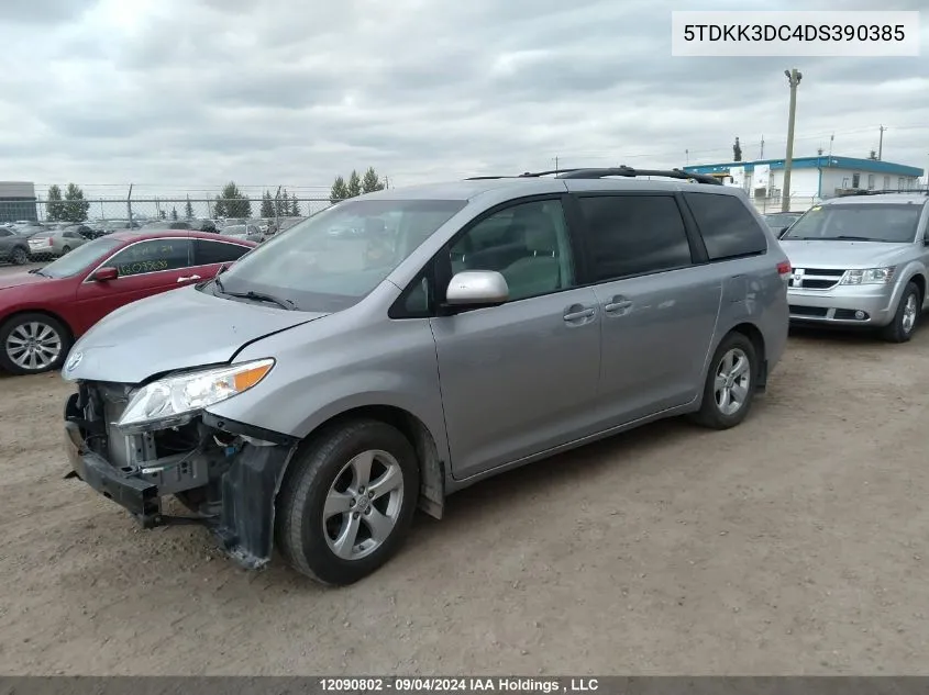 2013 Toyota Sienna Le VIN: 5TDKK3DC4DS390385 Lot: 12090802