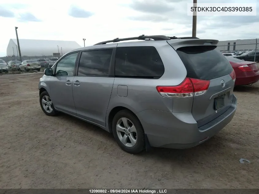 2013 Toyota Sienna Le VIN: 5TDKK3DC4DS390385 Lot: 12090802