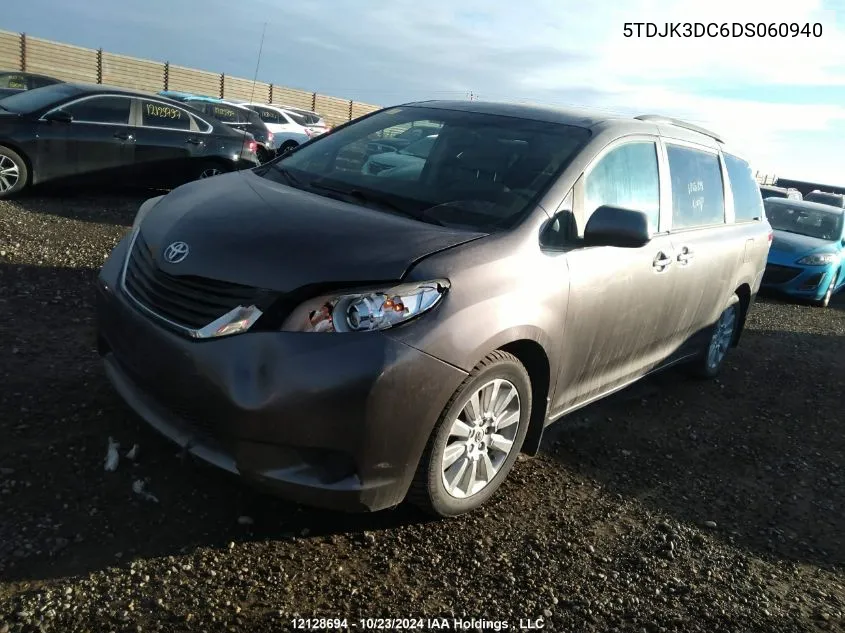 2013 Toyota Sienna Le VIN: 5TDJK3DC6DS060940 Lot: 12128694