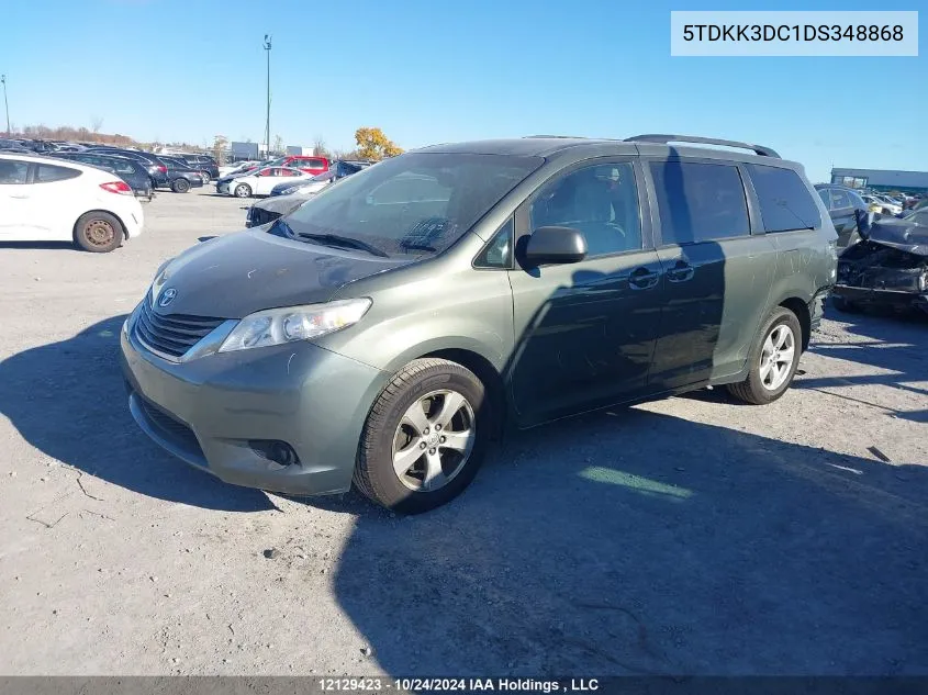 2013 Toyota Sienna Le VIN: 5TDKK3DC1DS348868 Lot: 12129423